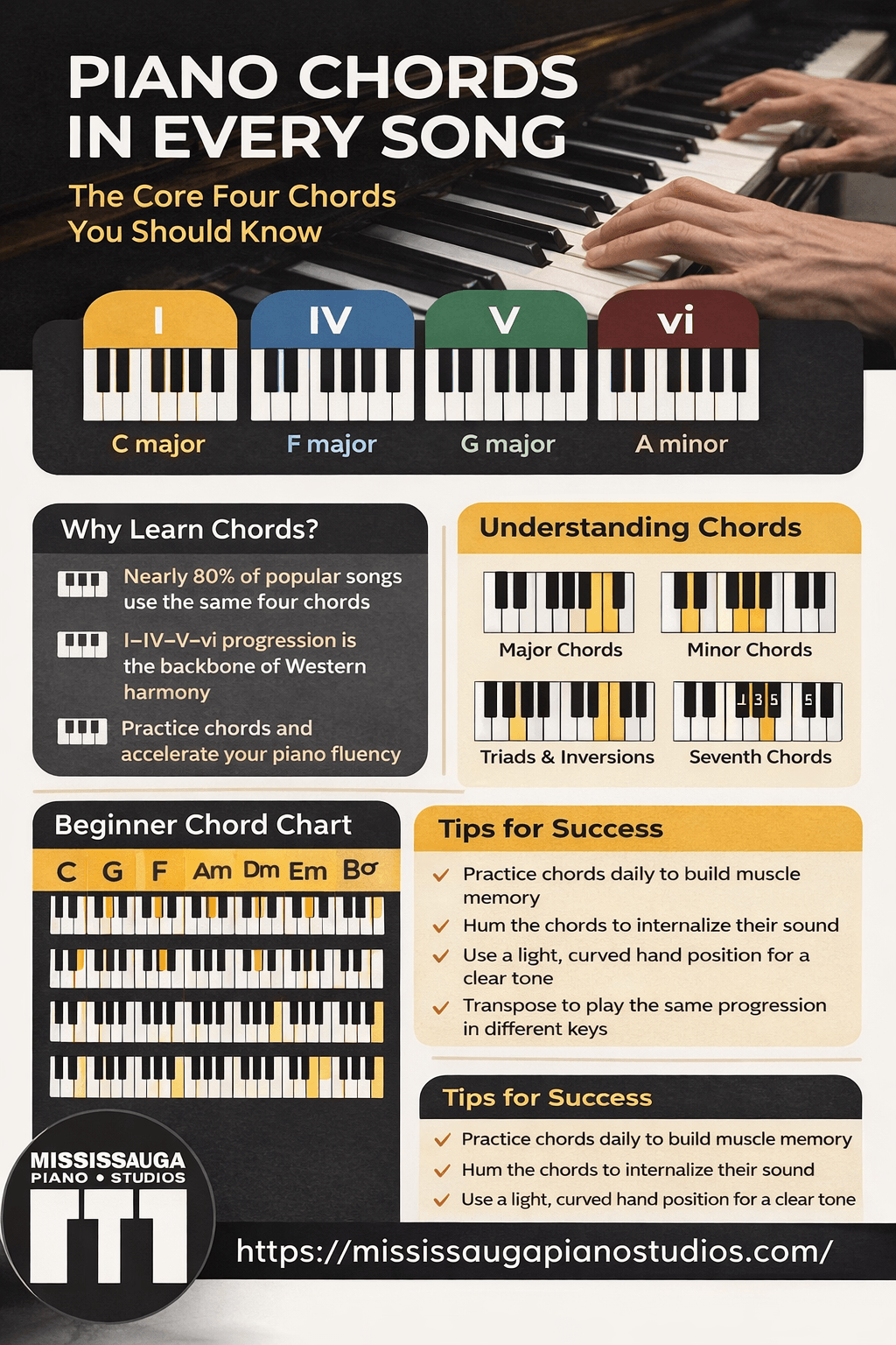 Basic piano chords chart for beginners